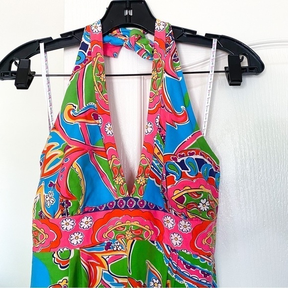 Lilly Pulitzer Dress Chellis Halter Paisley Maxi Summer Jewel Of The Pool 2 GUC - Picture 4 of 7
